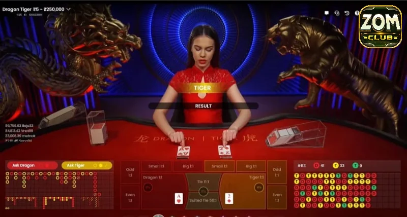 Một số chức năng giao diện game Dragon Tiger Zomclub